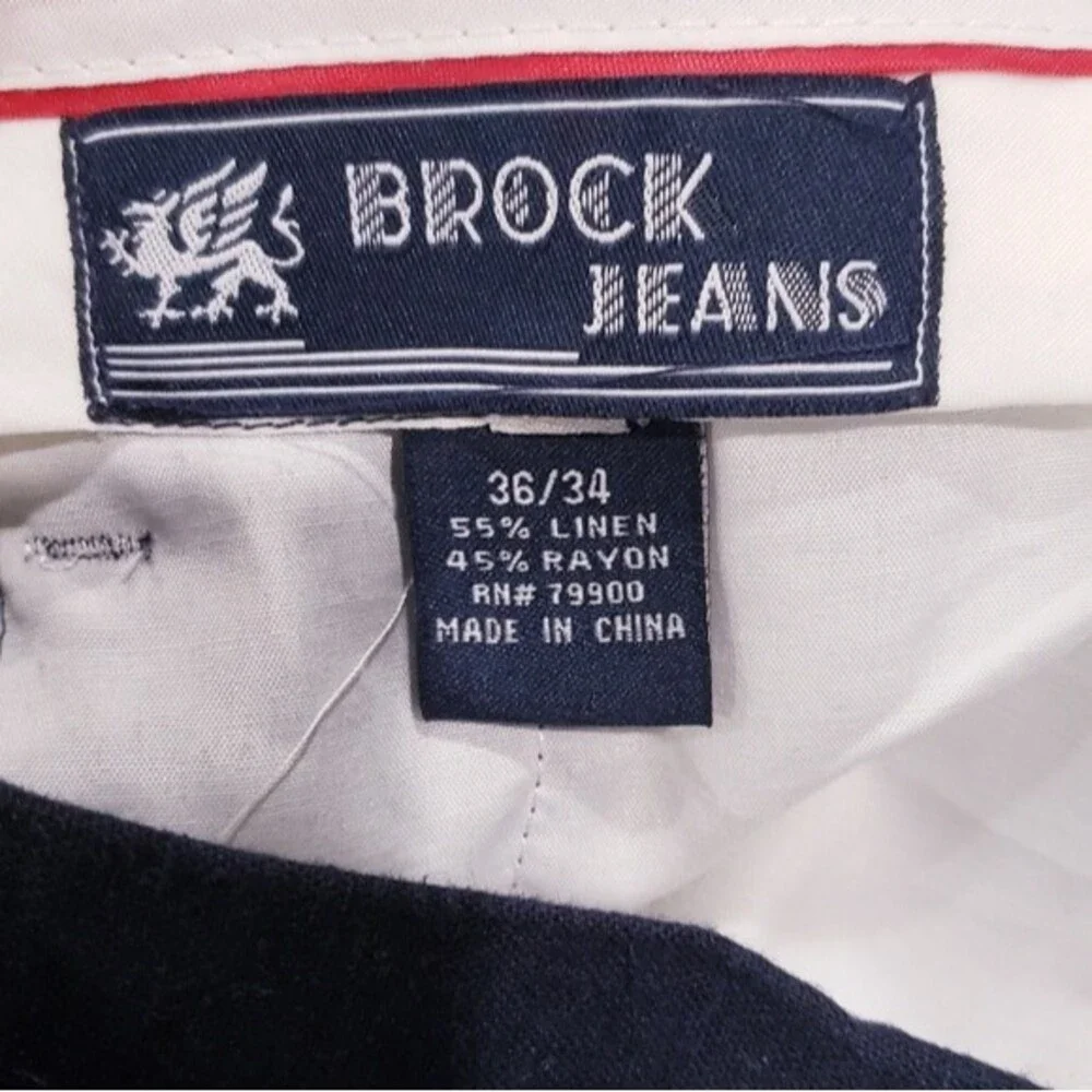 Brock Jeans Linen Blend Navy Pants Size 36/34